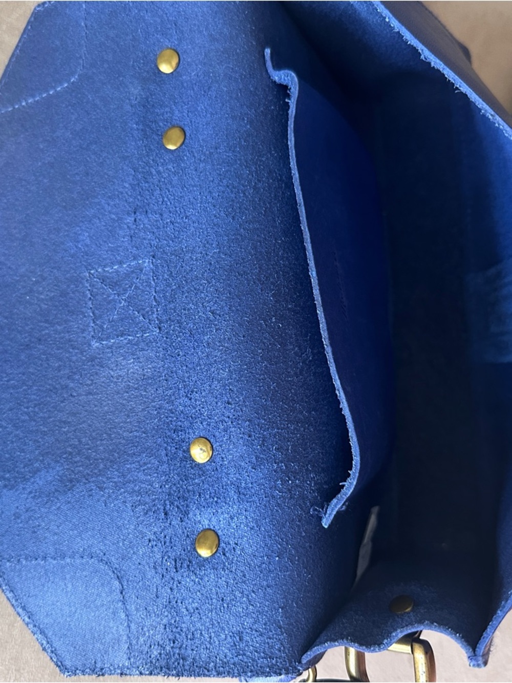 Madewell Blue Suede Satchel with Gold-Tone Clasp - Picture 6 of 7